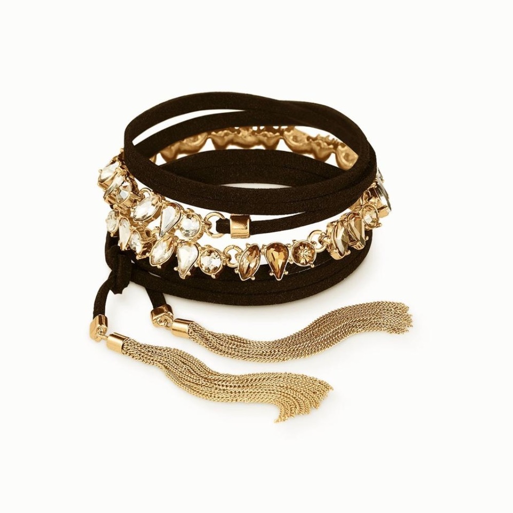 NEW Stella & Dot Gold Eliza Fringe with Tassels 3 In 1 Necklace or Bracelet